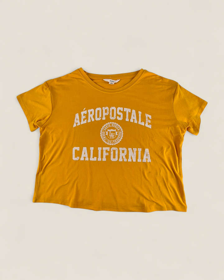 Pre-Loved Aeropostale Yellow Cropped Tee Ladies Small | Betty’s Marketplace