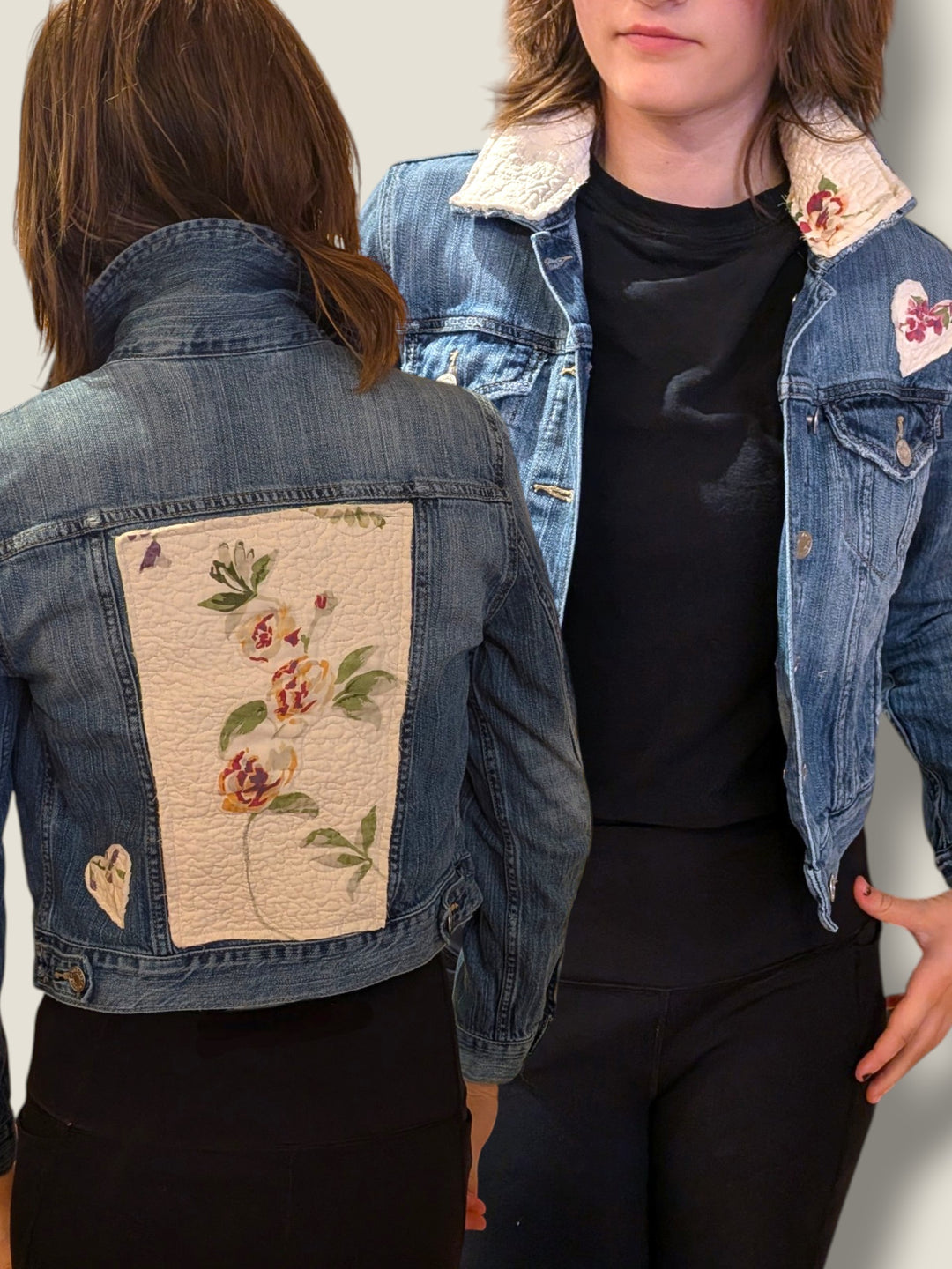 Stitch,  Loop, Create, Repeat, Repurposed Upcycled Denim Jackets
