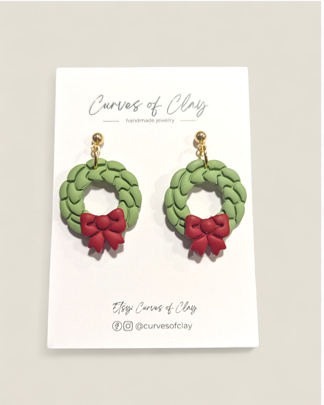 Curves of Clay, Holiday Dangle Earrings