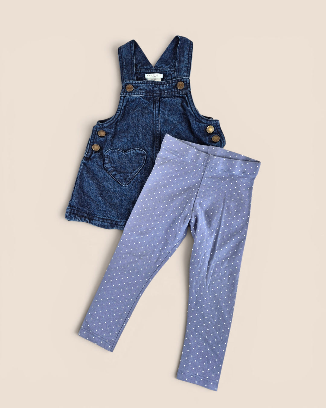 Pre-Loved Max Studio Denim Overall Dress Outfit Girls 12M | Betty’s Marketplace