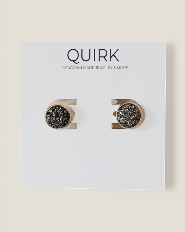 Quirk Handmade Jewelry, Glitter & Druzy Stud Earrings