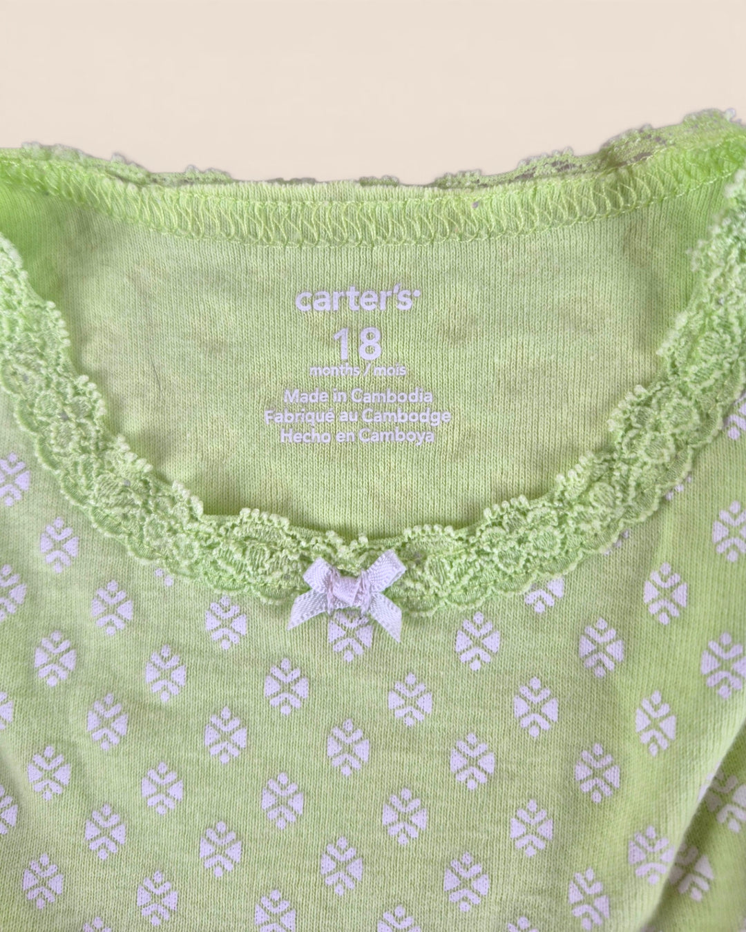 Pre-Loved Carter's Neon Green Onesie Girls 18M | Betty’s Marketplace