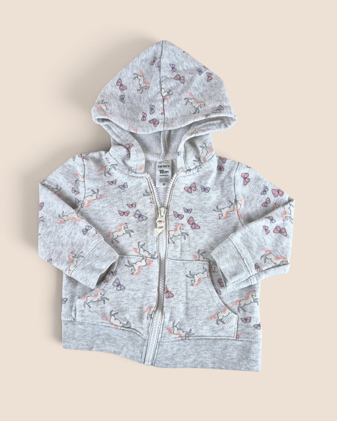 Pre-Loved Carter's Grey Unicorn Hoodie Girls 18M | Betty’s Marketplace