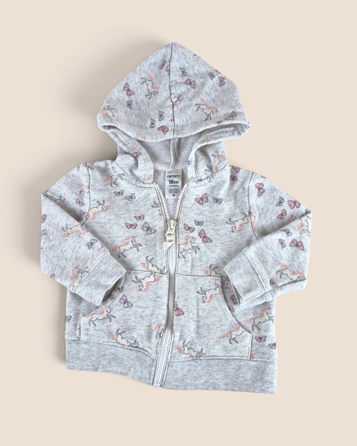 Pre-Loved Carter's Grey Unicorn Hoodie Girls 18M | Betty’s Marketplace
