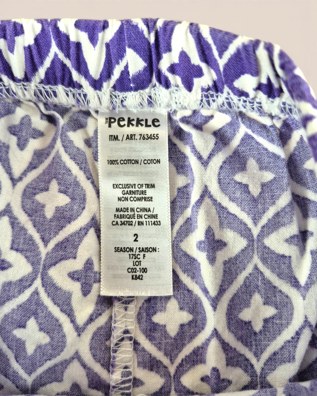Pre-Loved Pekkle Purple & White Patterned Shorts Girls 2Y | Betty’s Marketplace