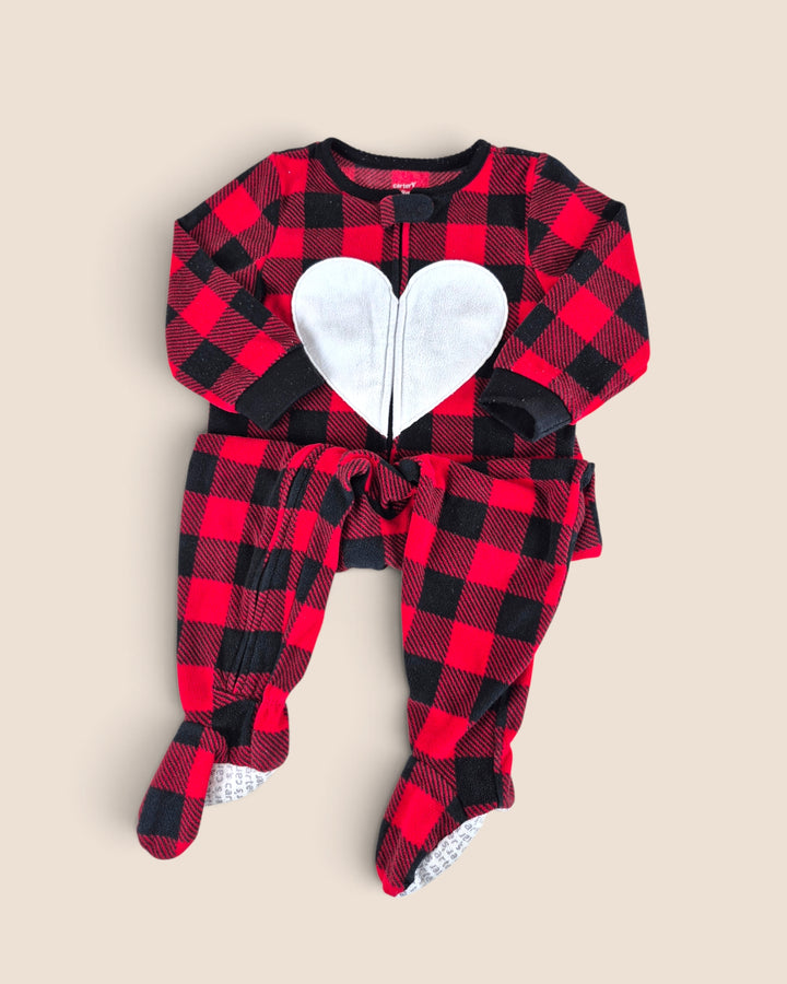 Pre-Loved Carter's Fleece Red Plaid Footies Girls 18M | Betty’s Marketplace