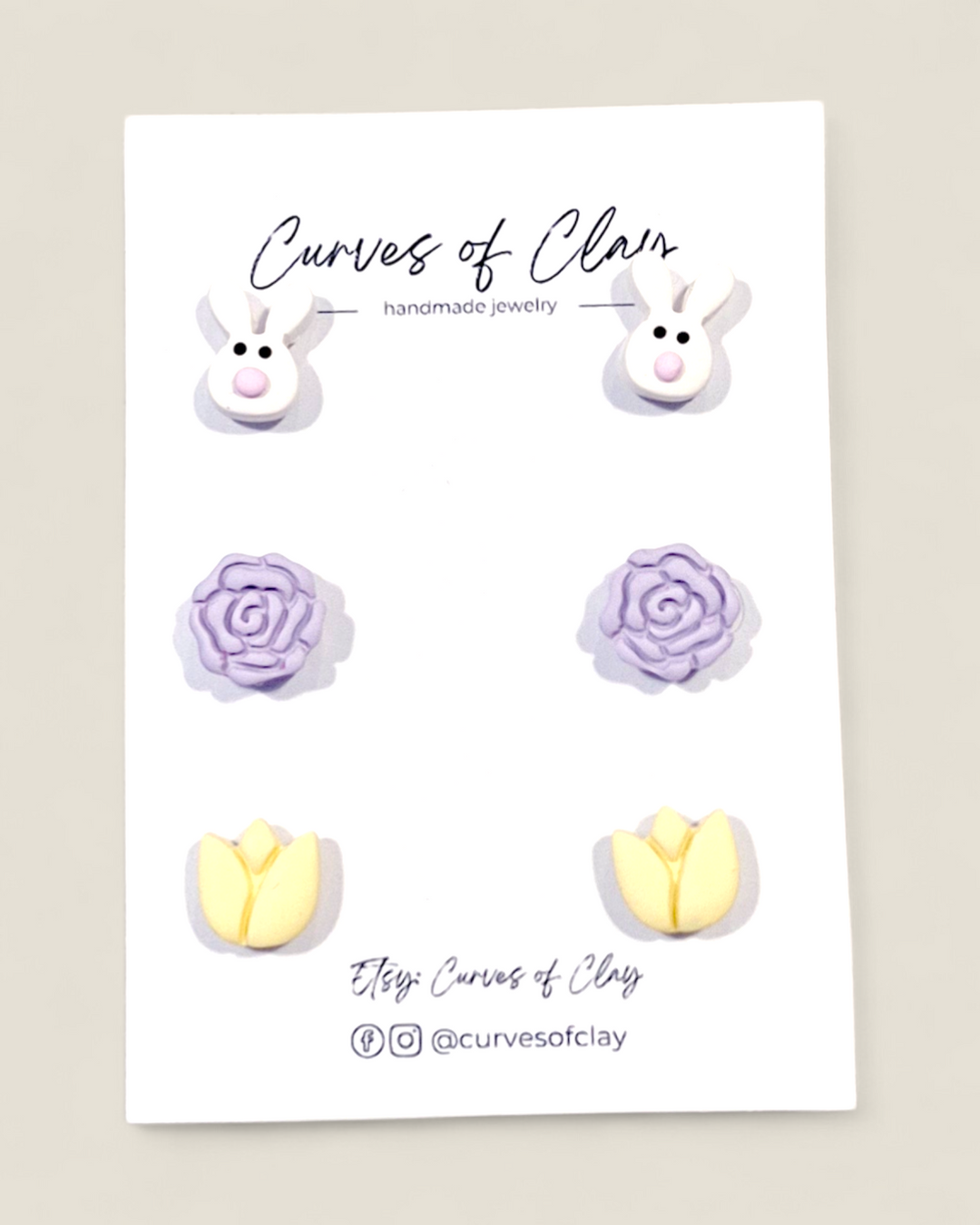 Curves of Clay, Easter Earrings