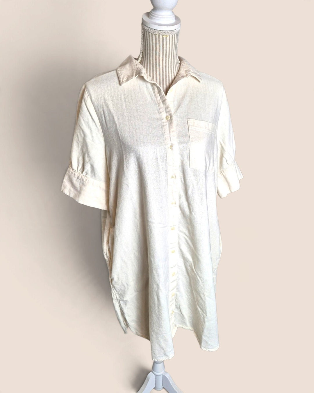 Pre-Loved Old Navy Cream Linen Shirtdress Ladies Large | Betty’s Marketplace