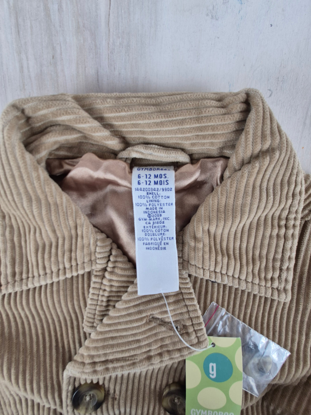 Pre-Loved Gymboree Tan Corduroy Jacket 6-12M | Betty’s Marketplace