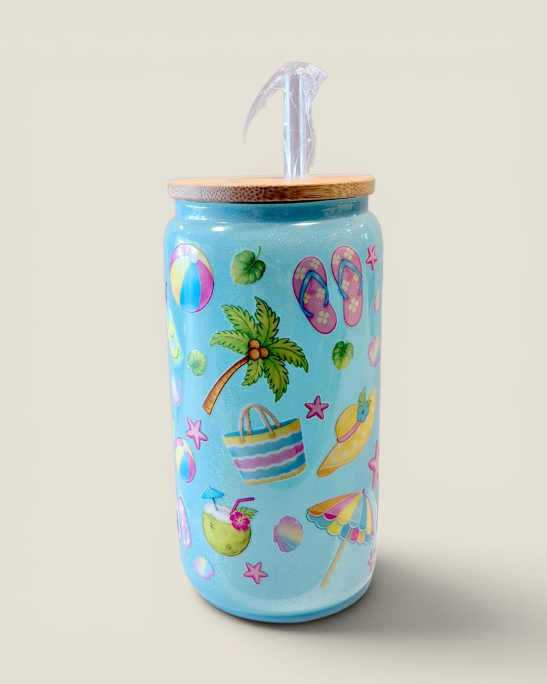 Lindsay's Creations, Fog & Glitter Glass Tumbler with Lid
