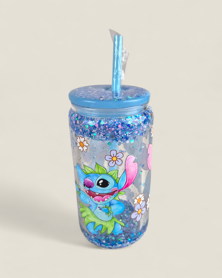 Lindsay's Creations, Fog & Glitter Glass Tumbler with Lid