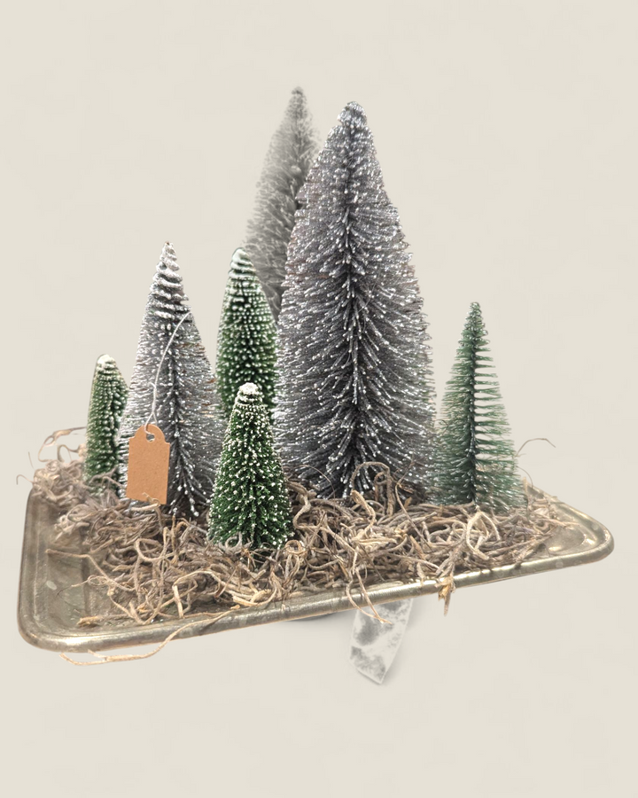 Three-Thirty Design Co, Holiday Bottle Brushed Trees in Vintage Pieces