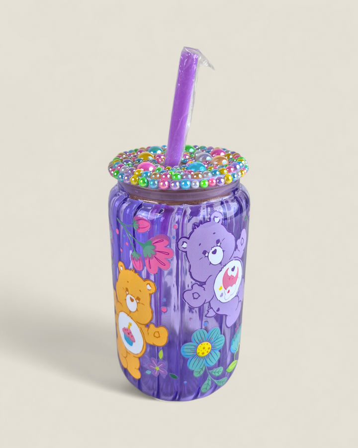 Lindsay's Creations, Fog & Glitter Glass Tumbler with Lid