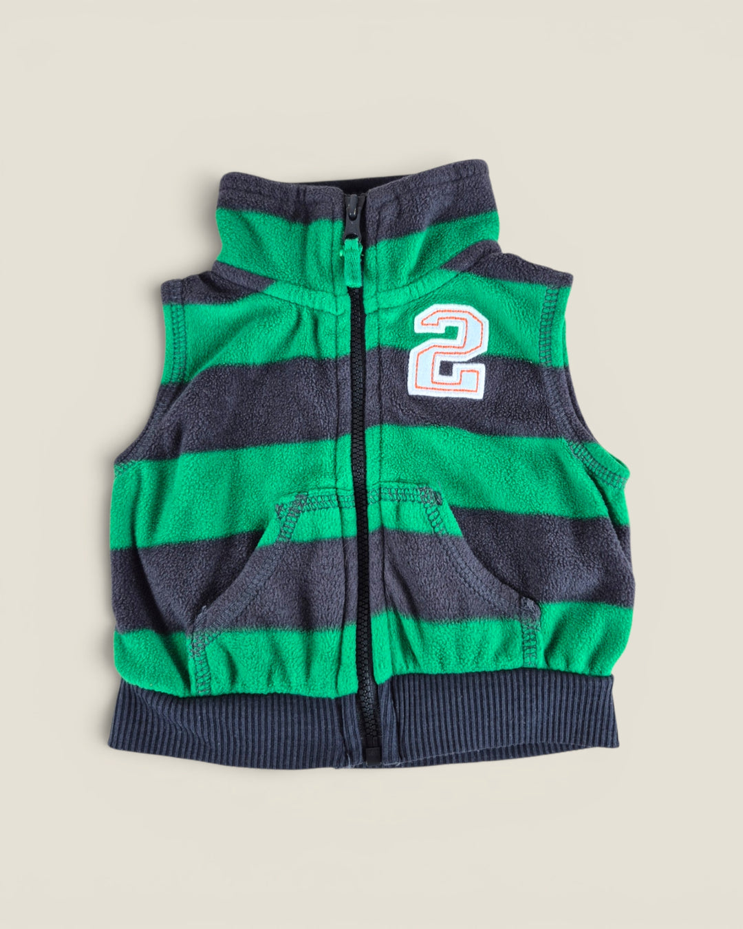 Pre-Loved Carter's Green Striped Fleece Vest Boys 3M | Betty’s Marketplace