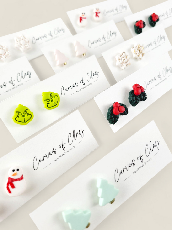 Curves of Clay, Holiday Stud Earrings