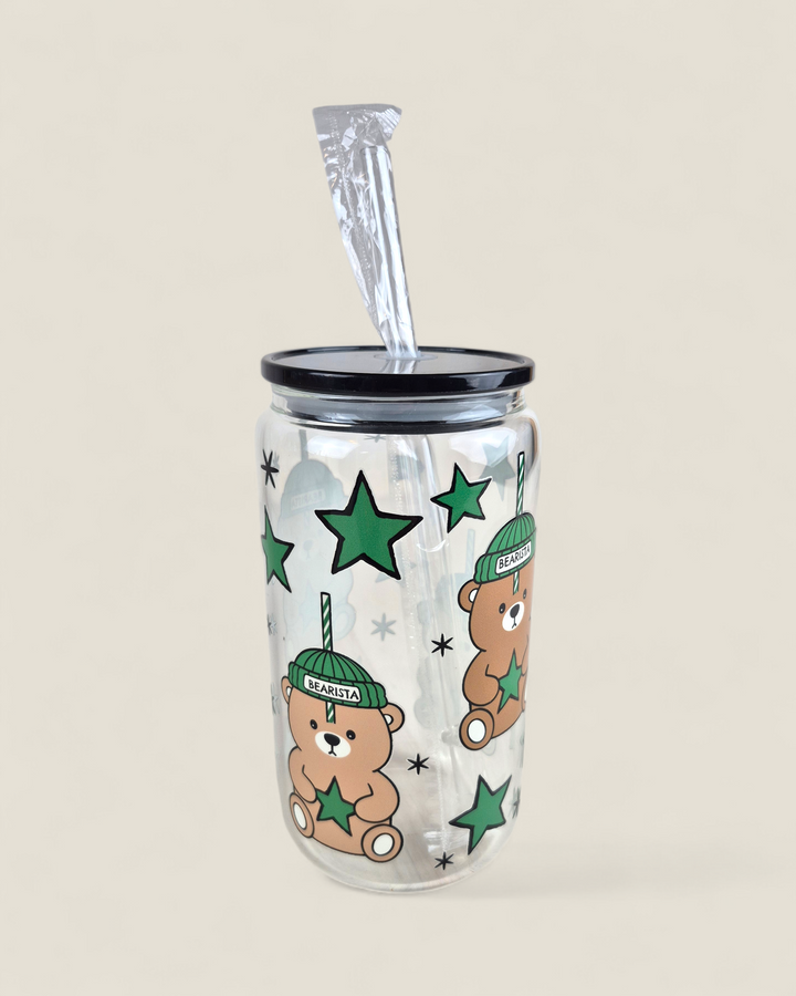 Lindsay's Creations, Fog & Glitter Glass Tumbler with Lid