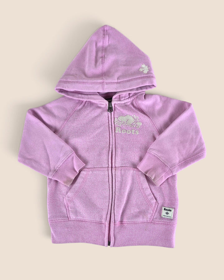 Pre-Loved Roots Pink Zippered Hoodie Girls 2Y | Betty’s Marketplace