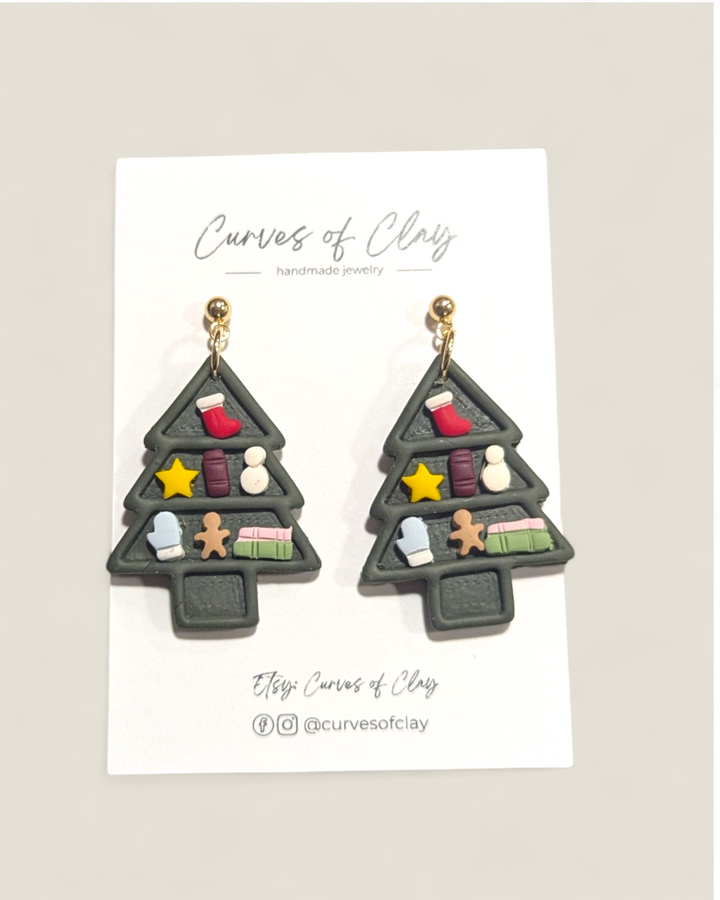 Curves of Clay, Holiday Dangle Earrings