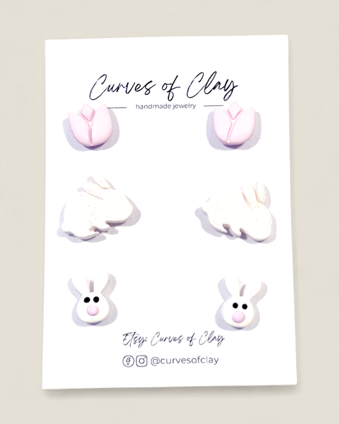 Curves of Clay, Easter Earrings