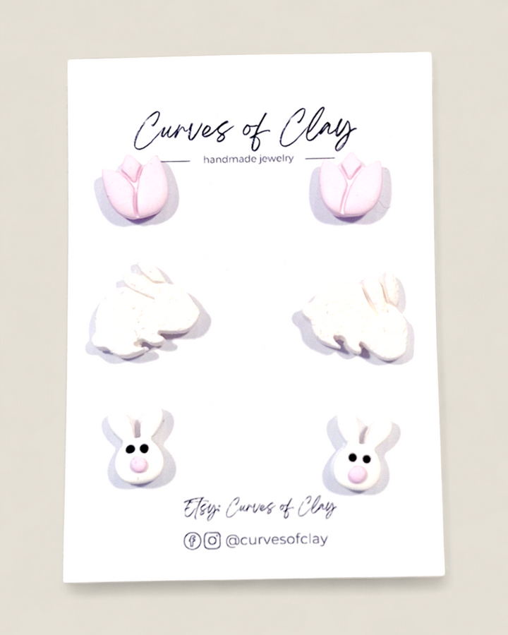 Curves of Clay, Easter Earrings