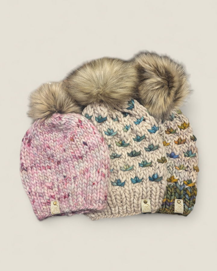TLC Made, Merino Wool & Luxe Pom Crochet Hats
