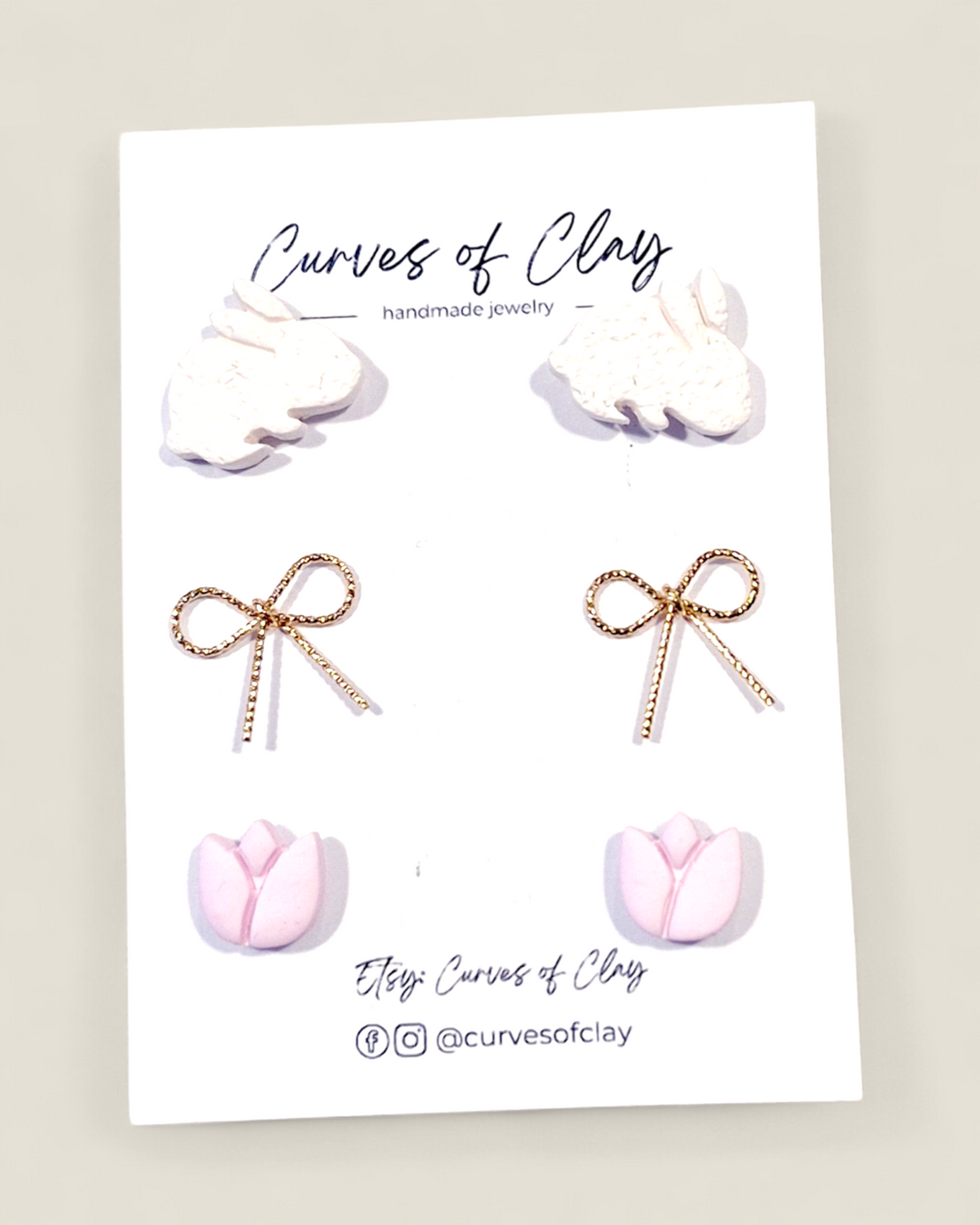 Curves of Clay, Easter Earrings