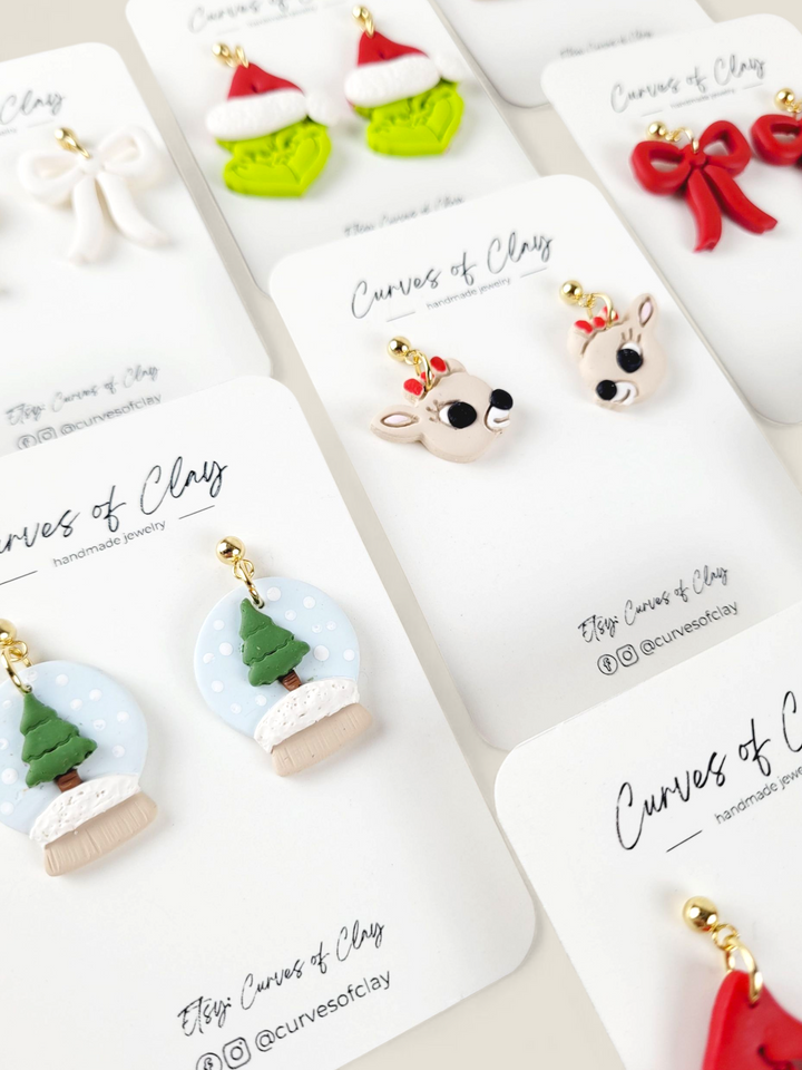 Curves of Clay, Holiday Dangle Earrings