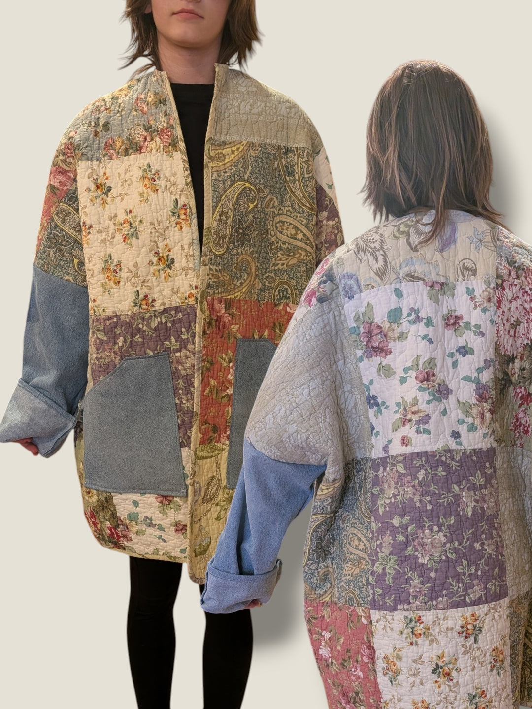 Stitch,  Loop, Create, Repeat, Repurposed Quilt Jackets