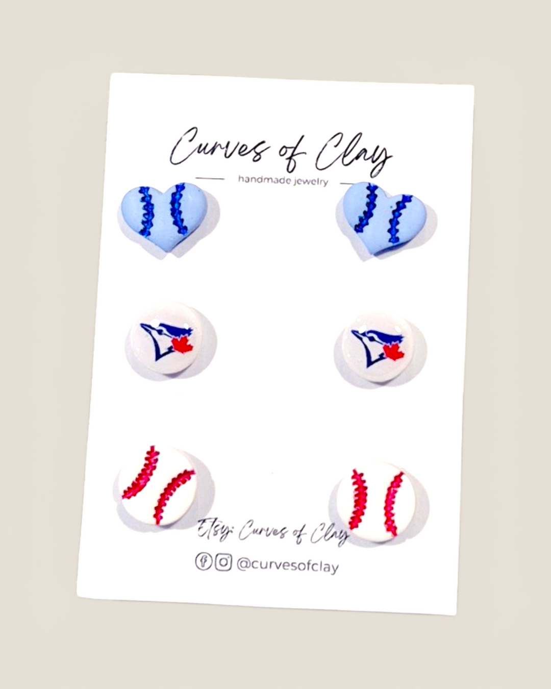 Curves of Clay, Everyday Stud Earrings 3 Pack
