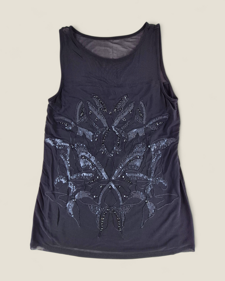 Pre-Loved Reitmans Black Sheer Sequined Top Ladies XS | Betty’s Marketplace