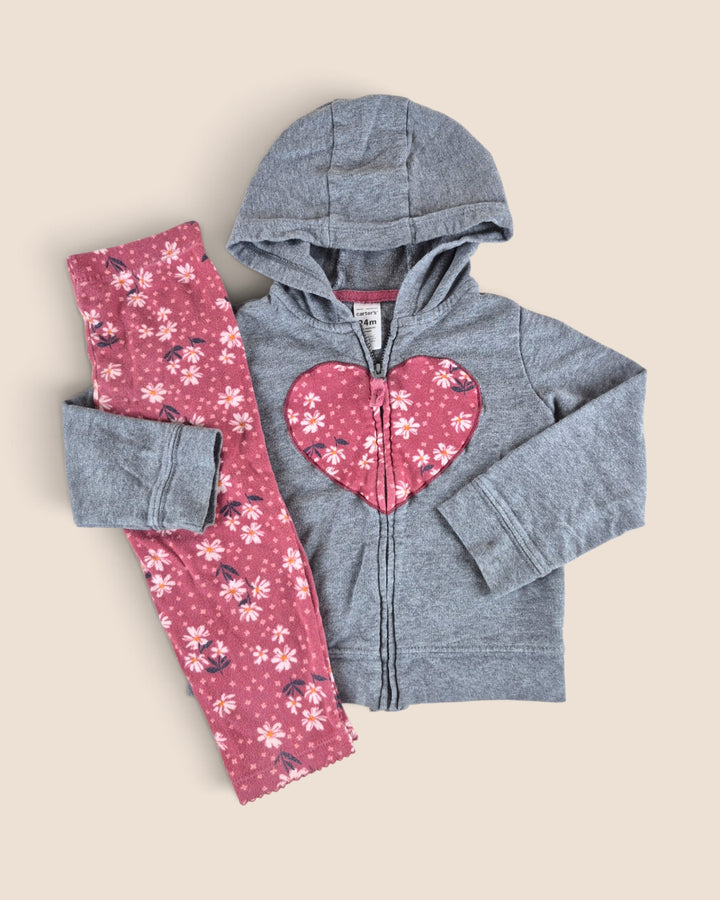 Pre-Loved Carter's Grey & Pink Floral Outfit Girls 2Y | Betty’s Marketplace