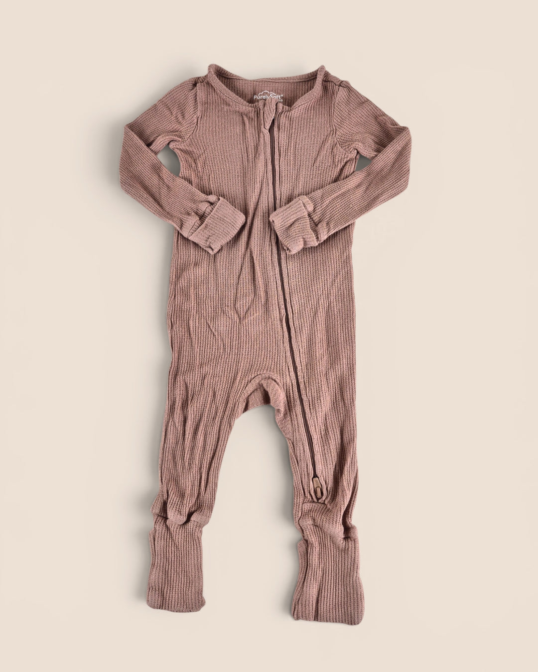 Pre-Loved Purely Soft Carter's Tan Waffle Footies 6M | Betty’s Marketplace