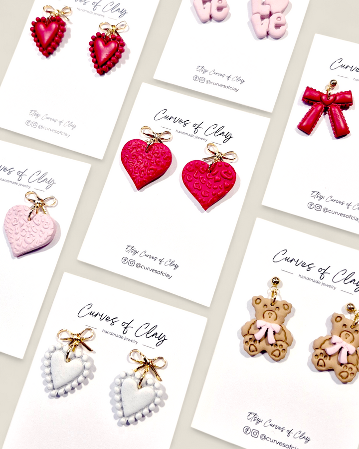 Curves of Clay, Valentine & Love Inspired Clay Dangle Earrings