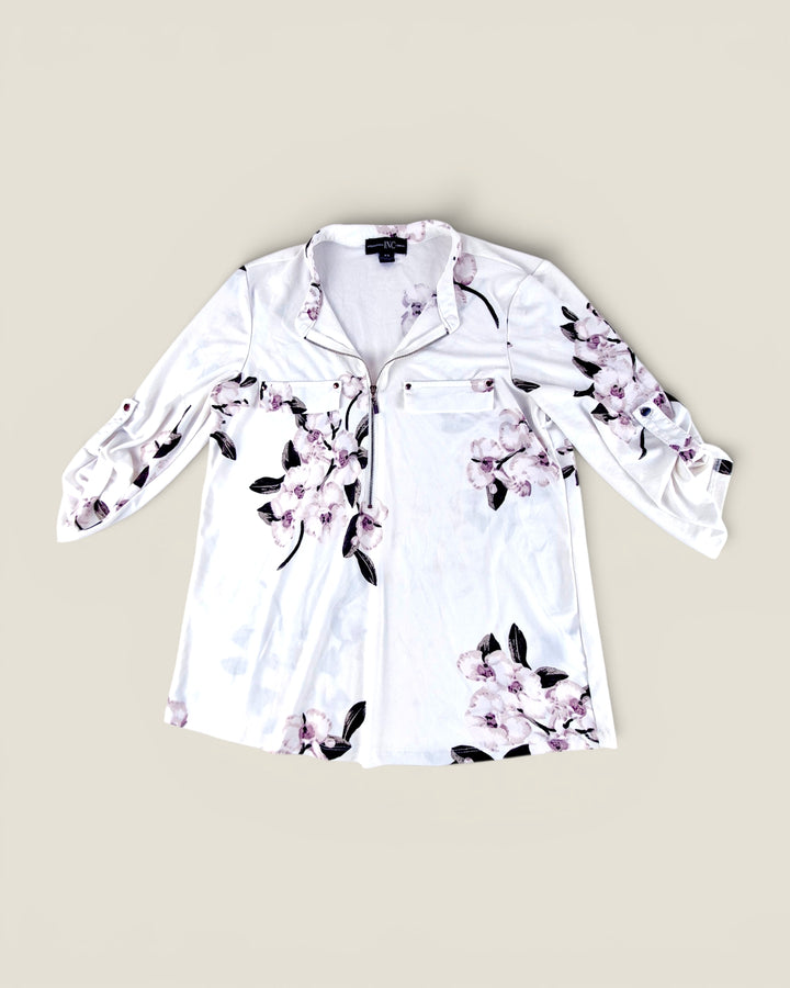 Pre-Loved INC White Floral Blouse Ladies Medium | Betty’s Marketplace