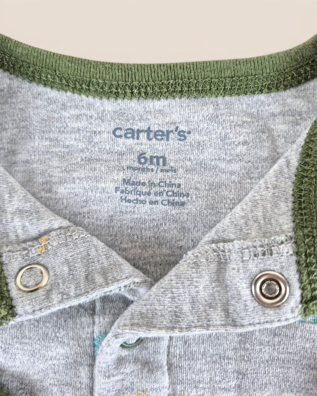 Pre-Loved Carter's Grey Dinosaur Footies 6M | Betty’s Marketplace