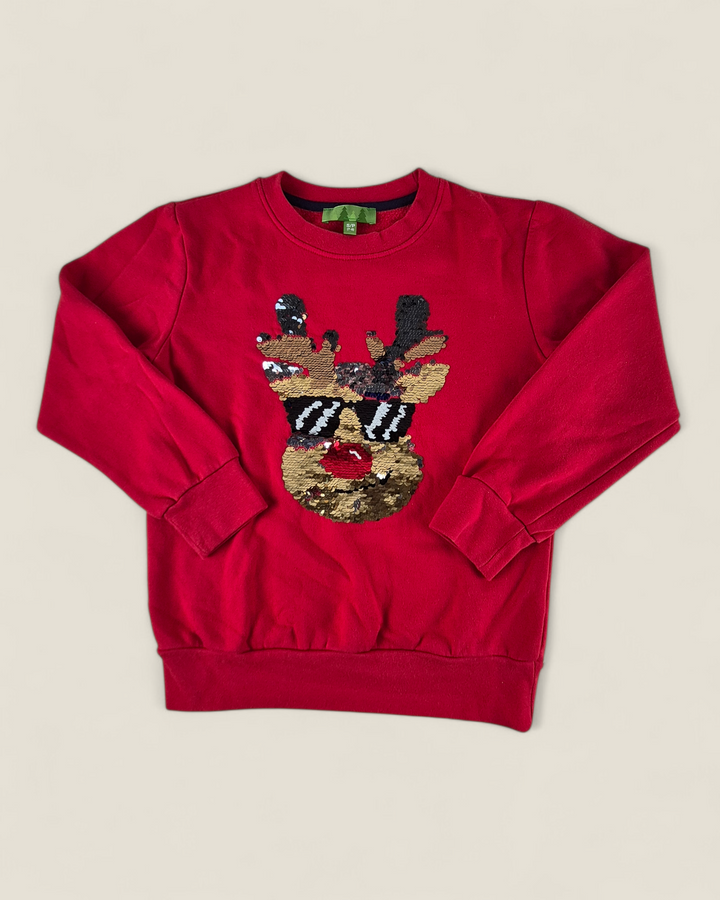 Pre-Loved Sequined Reindeer Holiday Sweater Kids 7-8Y | Betty’s Marketplace
