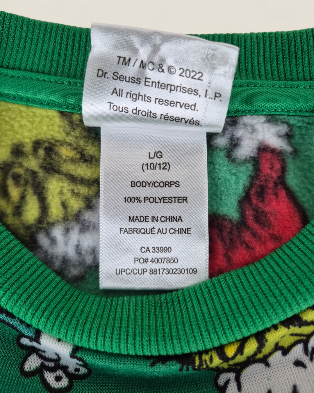 Pre-Loved Grinch Holiday Sweater Kids 10-12Y | Betty’s Marketplace