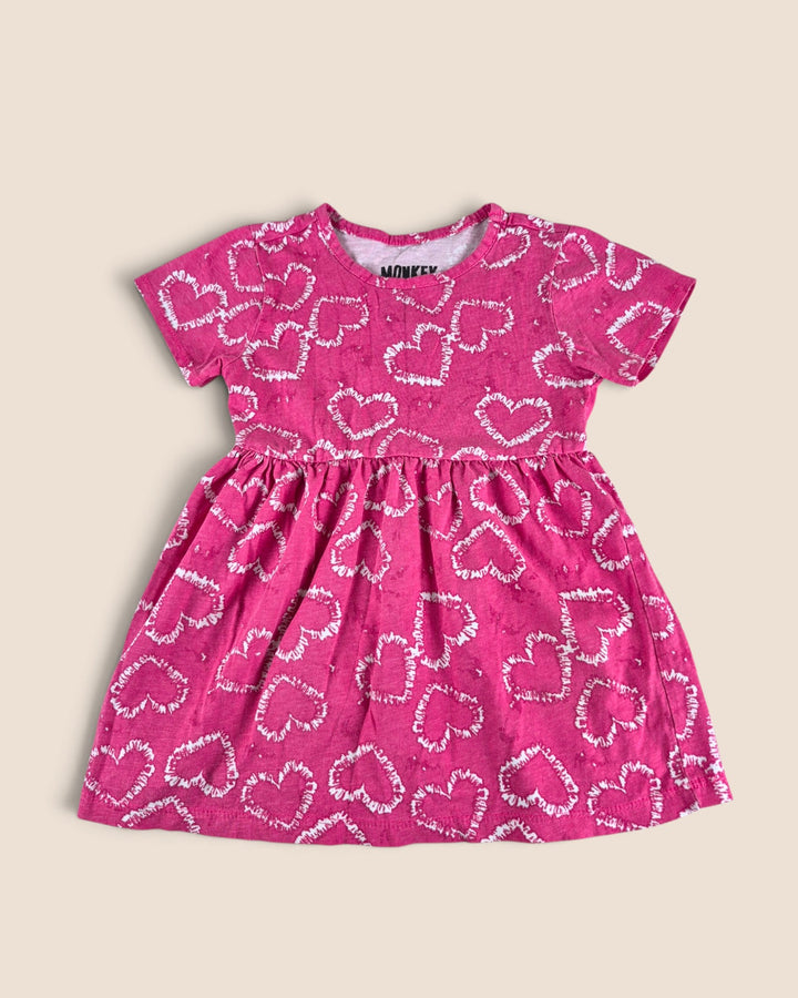 Pre-Loved Monkey Bars Pink Tie Dye Heart Dress Girls 2-3Y | Betty’s Marketplace
