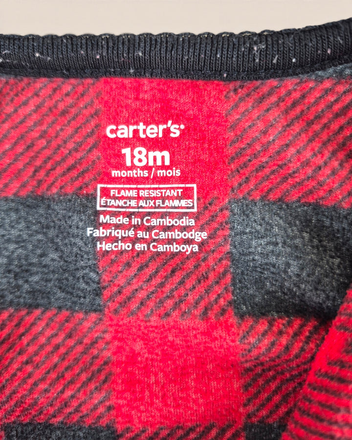 Pre-Loved Carter's Fleece Red Plaid Footies Girls 18M | Betty’s Marketplace