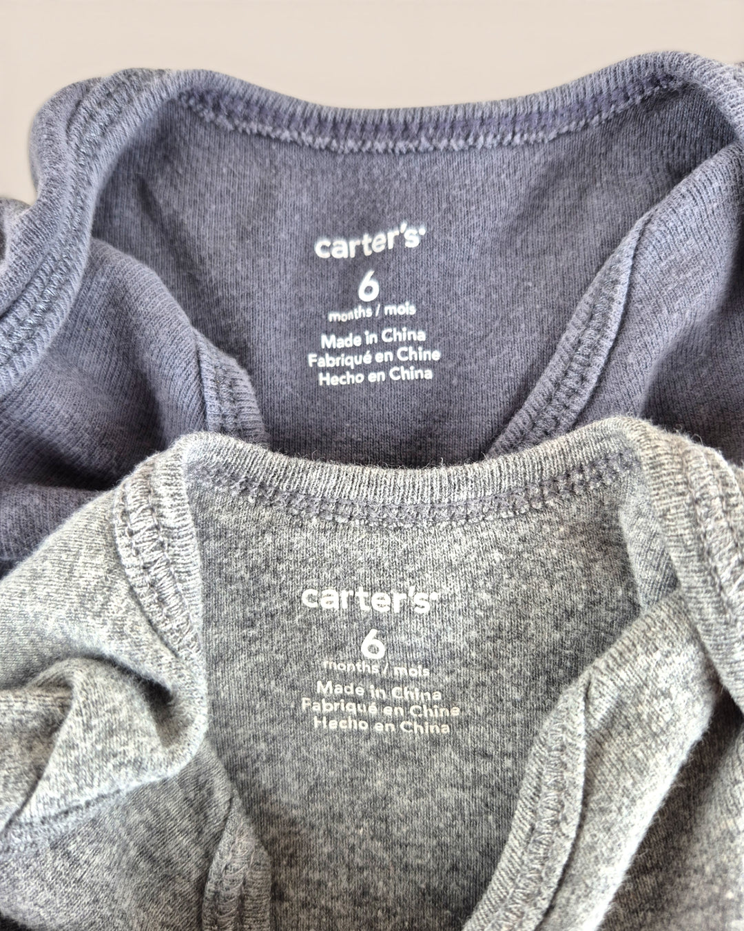Pre-Loved Carter's Set Of 2 Long Sleeve Grey Onesies 6M | Betty’s Marketplace