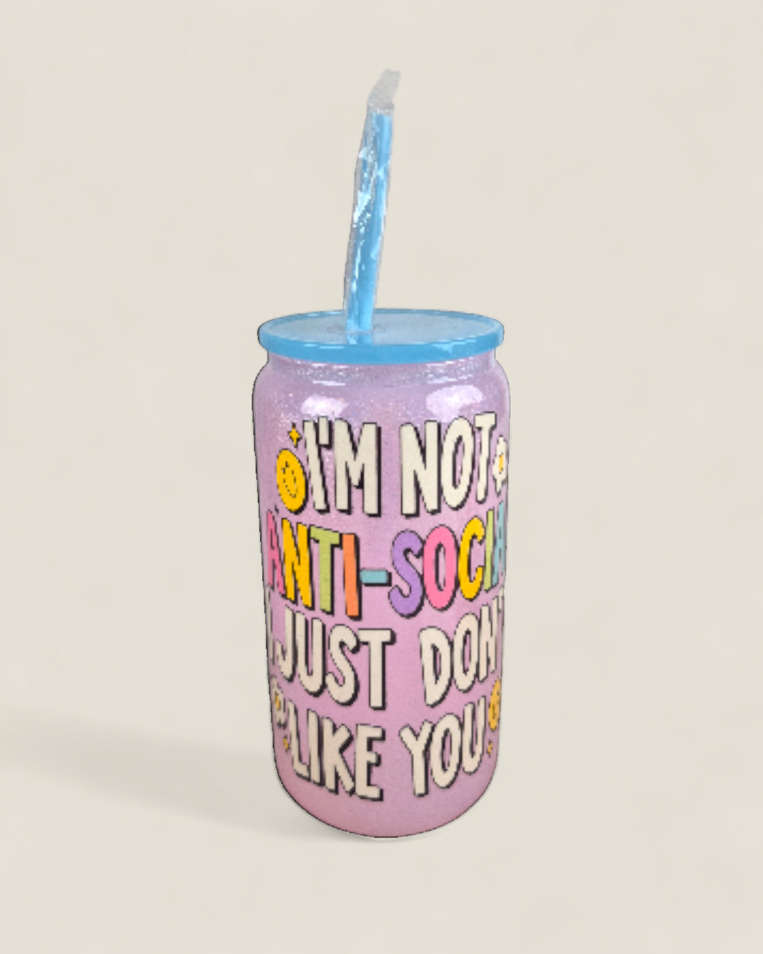 Lindsay's Creations, Fog & Glitter Glass Tumbler with Lid