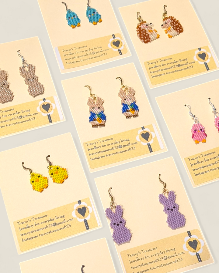 Handmade Easter Beaded Dangle Earrings, Tracey's Treasures