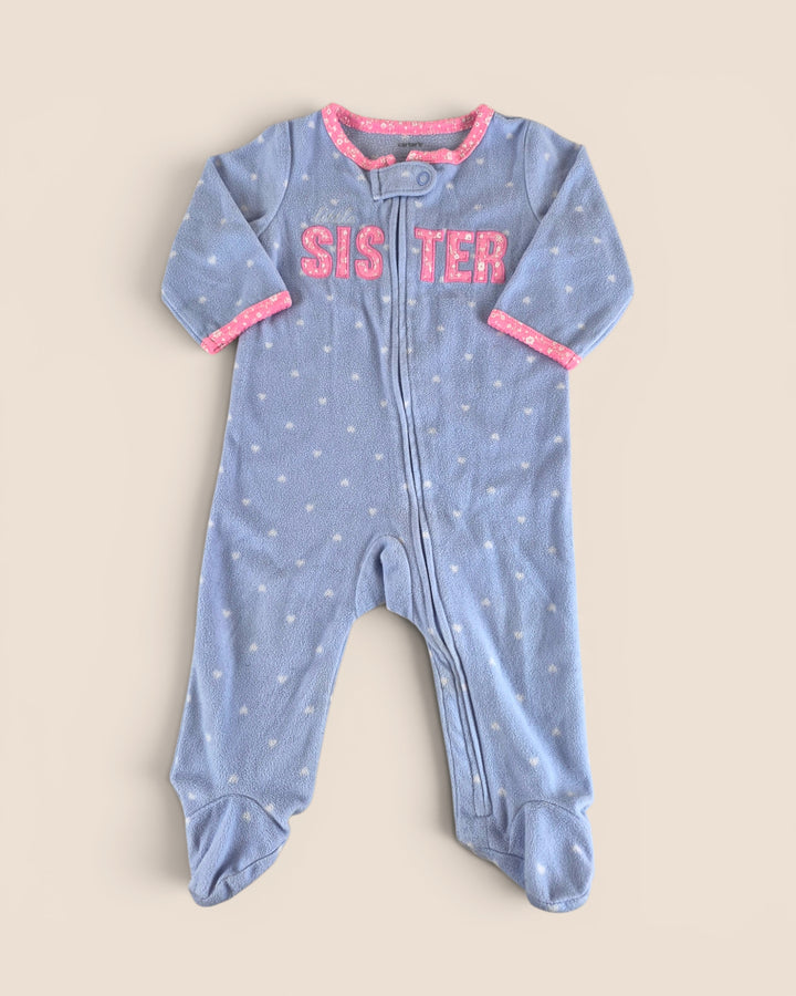 Pre-Loved Carter's Fleece "Little Sister" Footies Girls 6M | Betty’s Marketplace