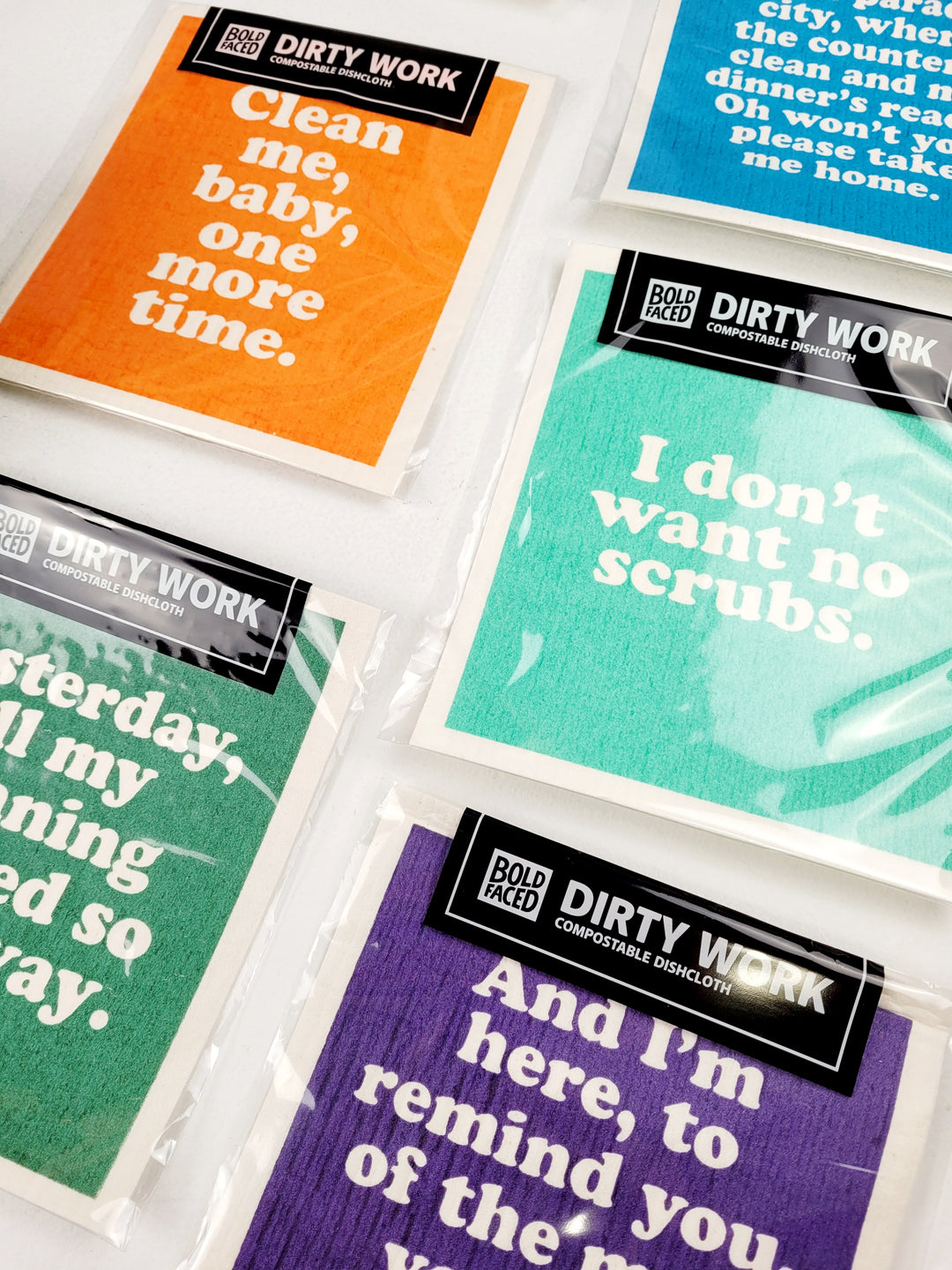 Bold Faced Goods, Funny Compostable Single Dishcloths